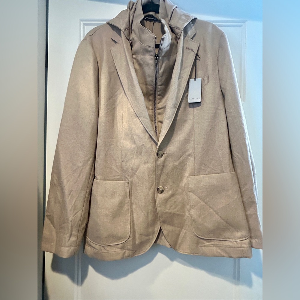 Giasone Austin Hood Twill Blazer for Men 42R with detachable hood NWT